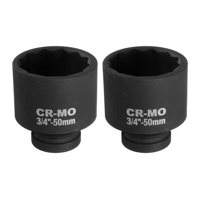 Uxcell 2 Peças Soquete de Impacto 12 Pontas 3/4 Polegada Drive 50mm Métrica Soquete Chave de Soquete para Remoção Fácil de Reparos Automotivos