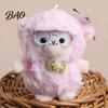 Fashionable Purse Charm Plush Sheep Doll Pendant for Bags And Keys, Soft Curly Stuffed Animal Keychain Kawaii Accessory with Bow Glasses Accessories,