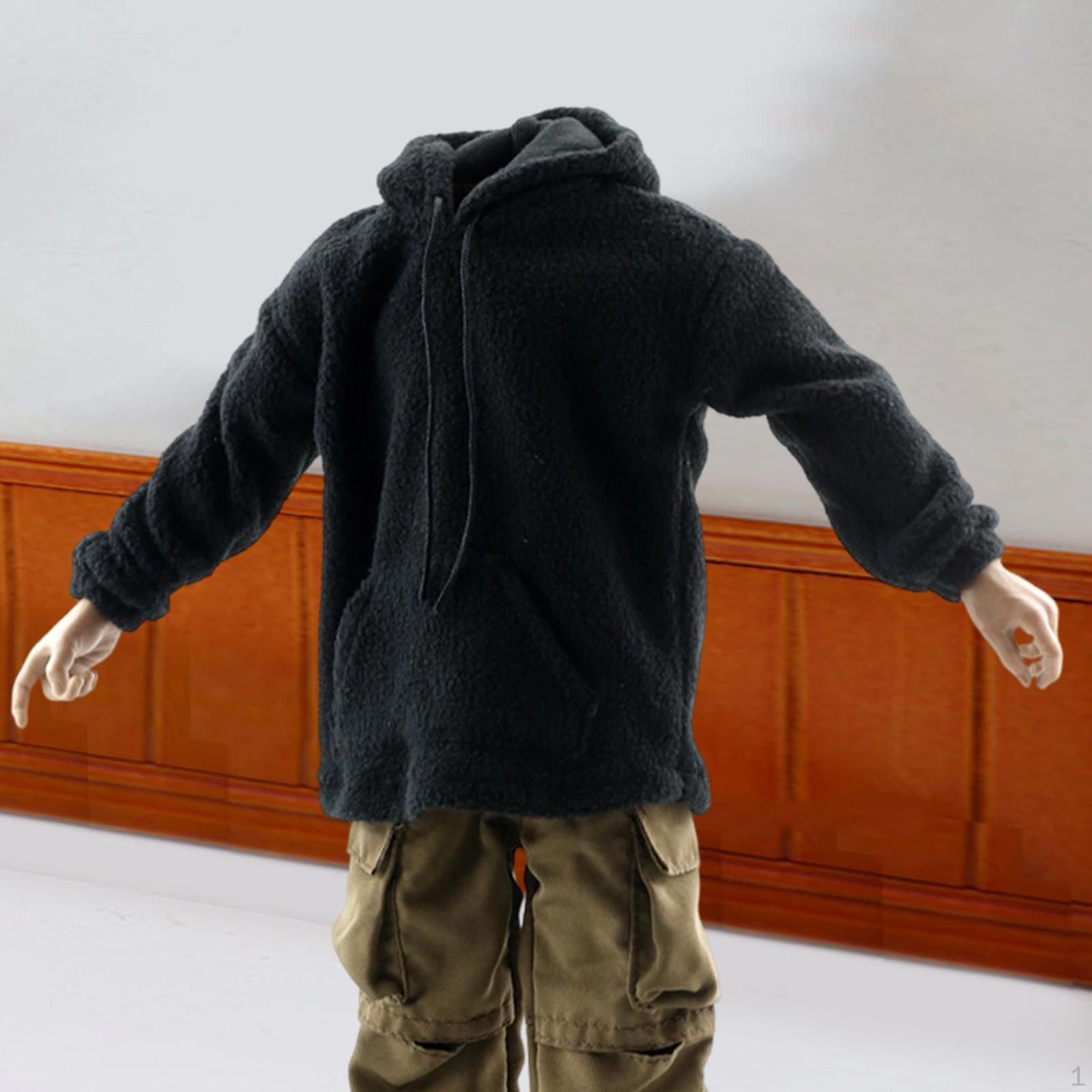 

1/6 Male Doll Clothes Casual Mini Long Sleeve Hoodie for 12 Inch Action Figure Collectible чёрный
