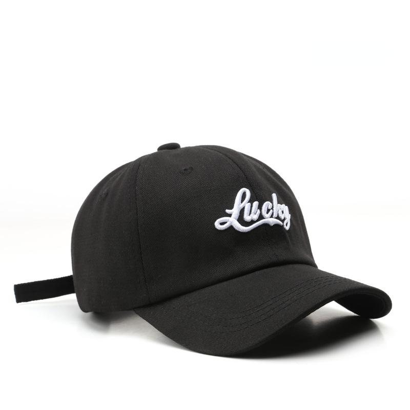 Lucky Embroidery Casual Baseball Cap Solid Color Simple Dad Hat Unisex Sun Hats For Women Men