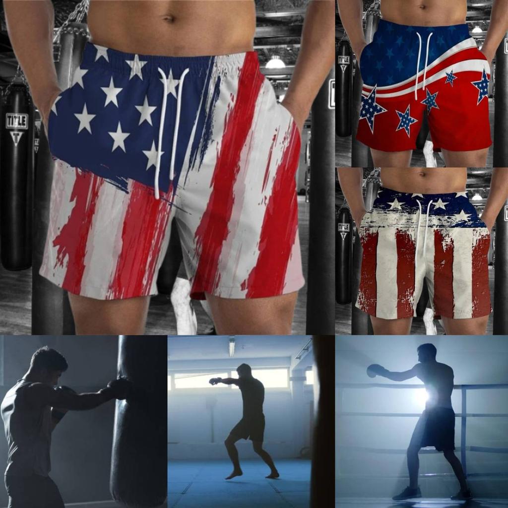USA America United States Flag Boxing Muay Thai Kickboxing Shorts 3D Print Training Unisex Men Women Fitness Gym Sport Workout Casual Streetwear