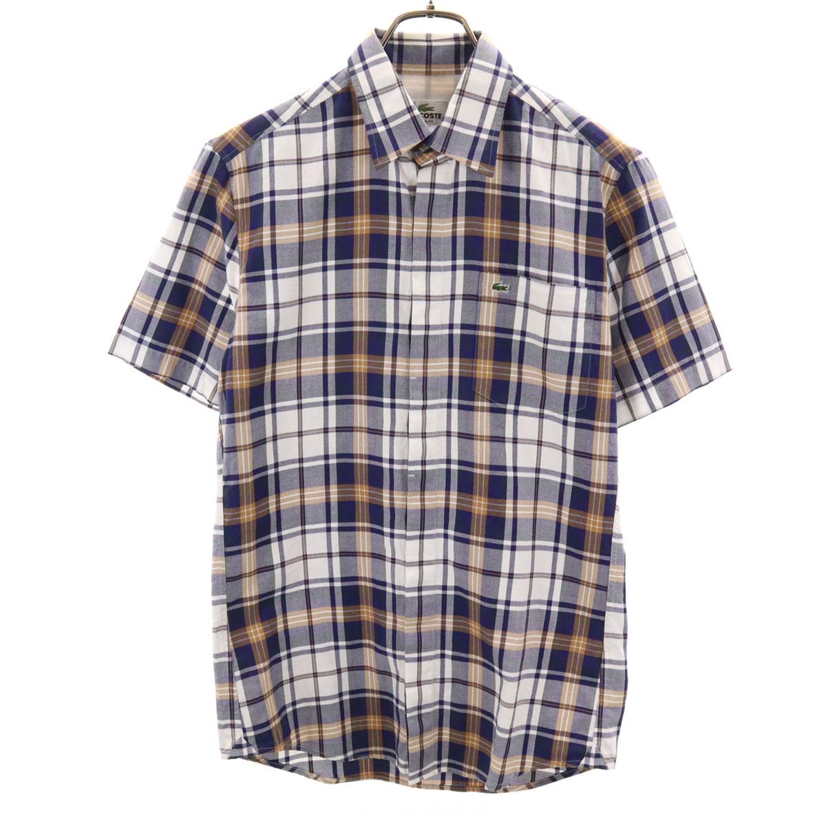 

LACOSTE Check Pattern Short sleeve Slim fit Cotton shirt 38 Special wing Men s Used