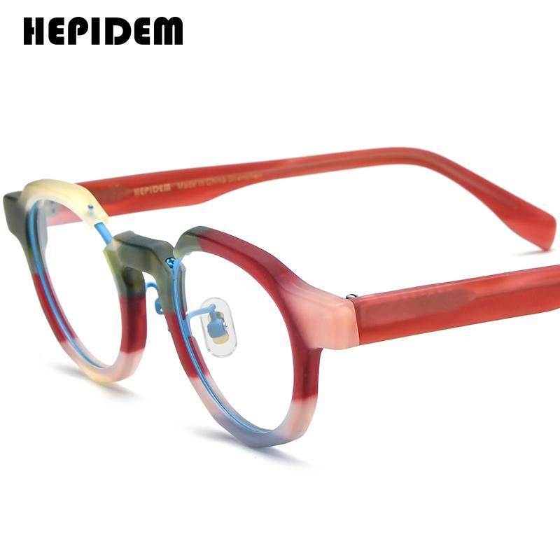FONEX HEPIDEM Acetate Eyeglasses Frame Men New Round Brand Design Glasses Women Retro Vintage Eyewear Japanese Spectacles 9356