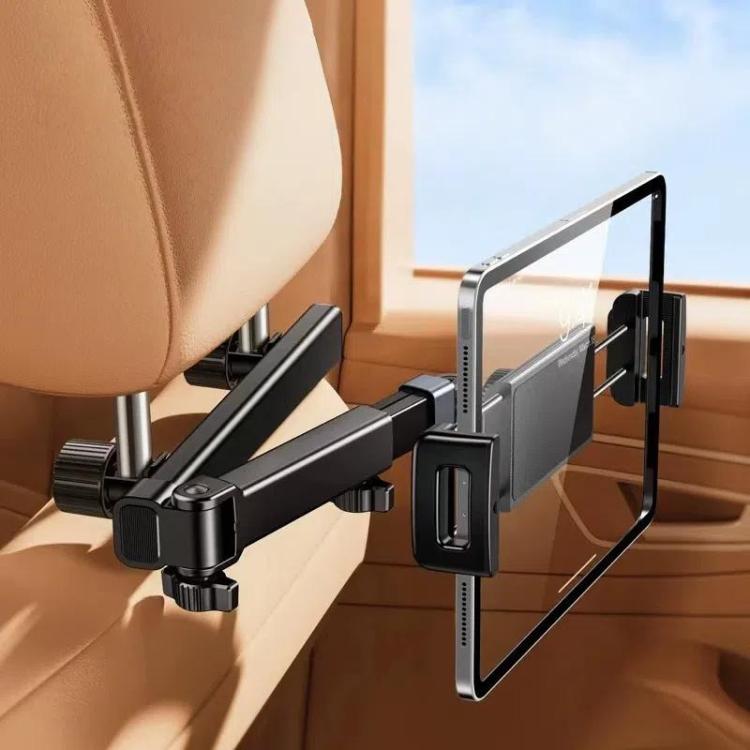 Telescopic Car Rear Pillow Phone Tablet Holder 2-Section Folding Headrest Bracket