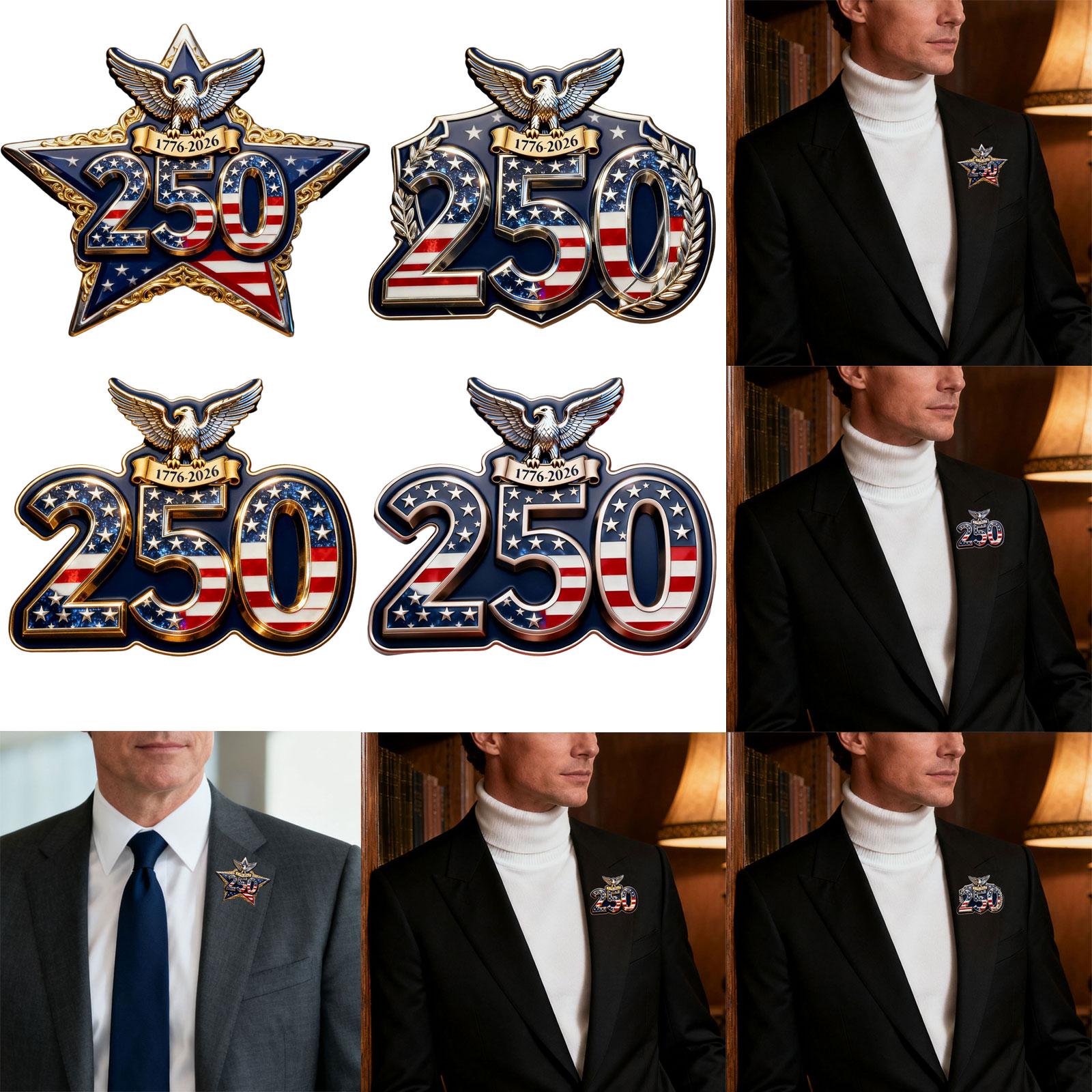 Us 250th Anniversary Commemorative Brooch 1776 2026 Historic Celebration Brooch Us Patriotic Lapel Button Faux Christmas Garland A светло-желтого