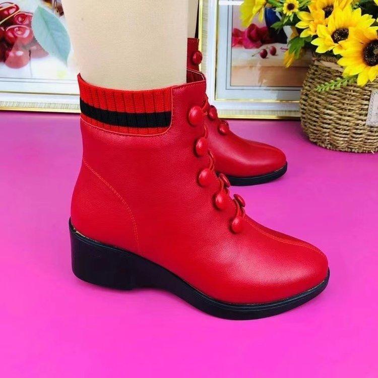 Winter Velvet Lace-up Slope-soled Winter Women's Shoes Rubber Soft-soled Women's Boots