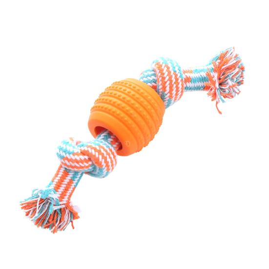 

Игрушка для домашних животных Мяч с двойным узлом, устойчивый к укусам, хлопковая веревка, игрушка для жевания собак оранжевый