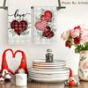 Artoid Mode Red Buffalo Plaid Heart Love Valentine's Kitchen Towels Dish Towels, 18x26 Inch Anniversary Wedding Decoration Hand Towels Set of 2