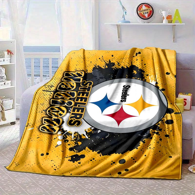 Pittsburgh Steelers Logo Art Portable Blanket/Soft Blanket Bedding Blanket Suitable for Travel Camping Living Rooms Offices Sofas Fan Gifts
