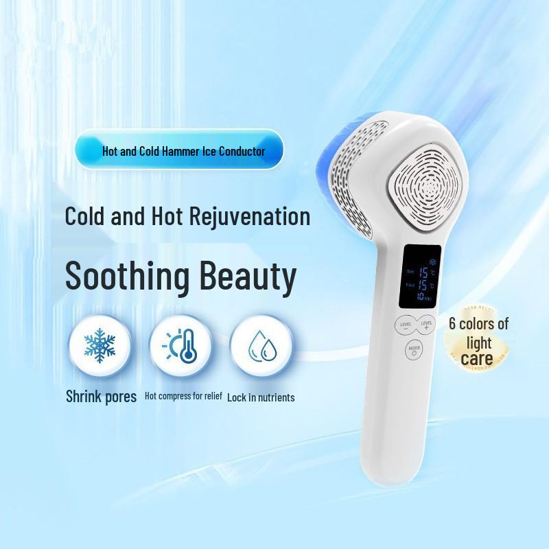 Handheld Ice & Heat Compress Facial Rejuvenation Device with 6 Color Light Therapy