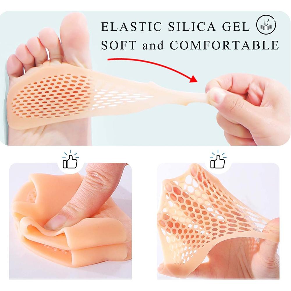6 Pairs Silicone Forefoot Pads Gel Metatarsal Cushioning for High Heels Pain Relief for Morton’s Neuroma and Blisters Unisex Breathable Foot Care Kit