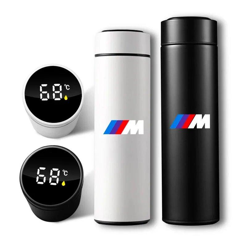 500ml Stainless Steel Intelligent Temperature Car Emblem Cup Coffee Cup Automotive Interior Stickers For BMW X1 X2 X3 X5 X4 X6