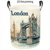 1pc Laundry Basket, London City Landmark Pattern Dirty Clothes Hamper, Casual Style Storage Bin with Sturdy Handles for Home Organization, Foldable La