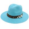 Spring And Summer 2022 New Panama Straw Hat Leopard Print Pearl Top Hat Men And Women Elegant Foldable Jazz Hat