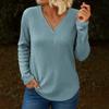 2025 New Autumn and Winter Women's Casual V-neck Long-sleeved Pullover Loose Women's T-shirt