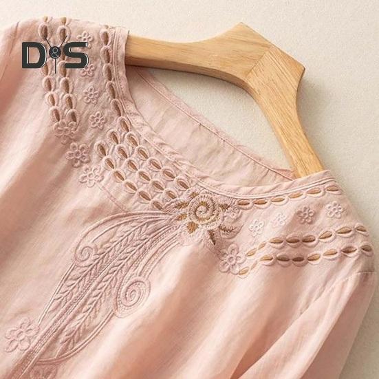 Dámská košile Volný střih Jednobarevný Pulovr Topy Duté Retro Vyšívaný Květinový Vzor Běžné Topy Denní nošení