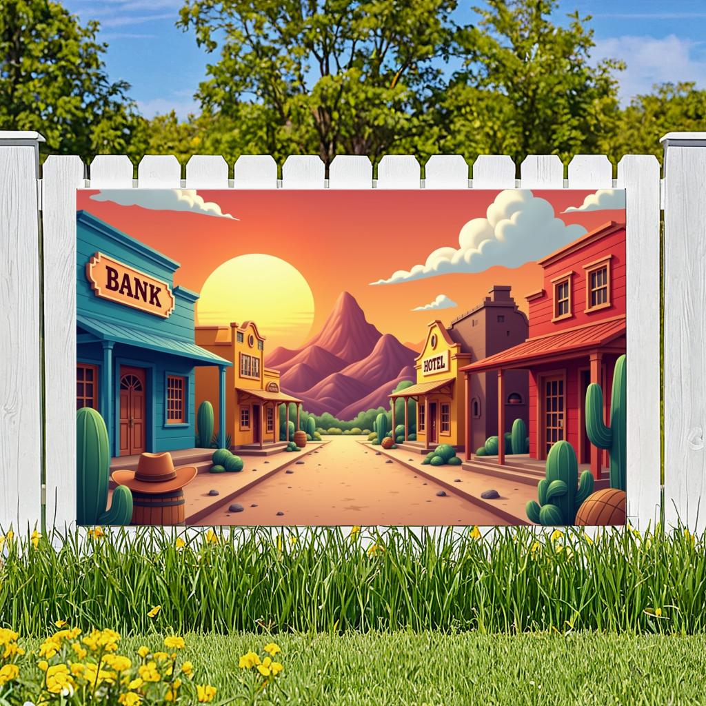 Western Scene Decoration Desert Scene Desert Scene Banner Sunset Background Colorful Sunset Outdoor Banner For Wall Decoration
