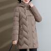 Winter Fashion Slim-fit Hooded Down Cotton-padded Jacket Women's Thickened Warm Temperament Medium Length Coat