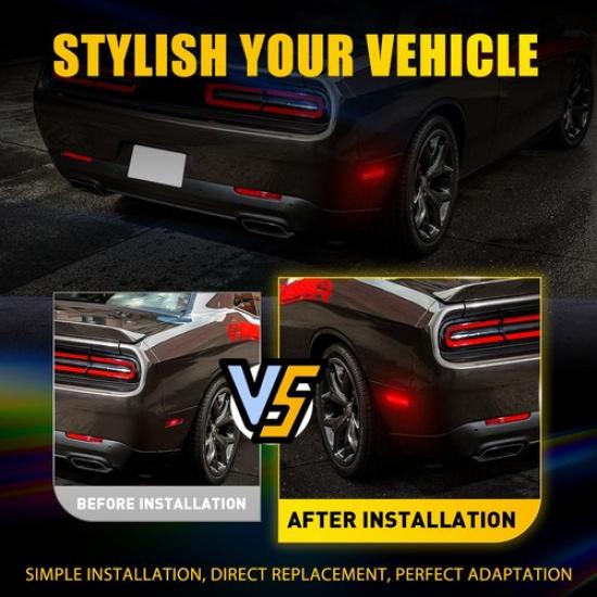 Clear LED Rear Side Lens Bumper Marker 2015- 2X For Light Challenger Dodge
