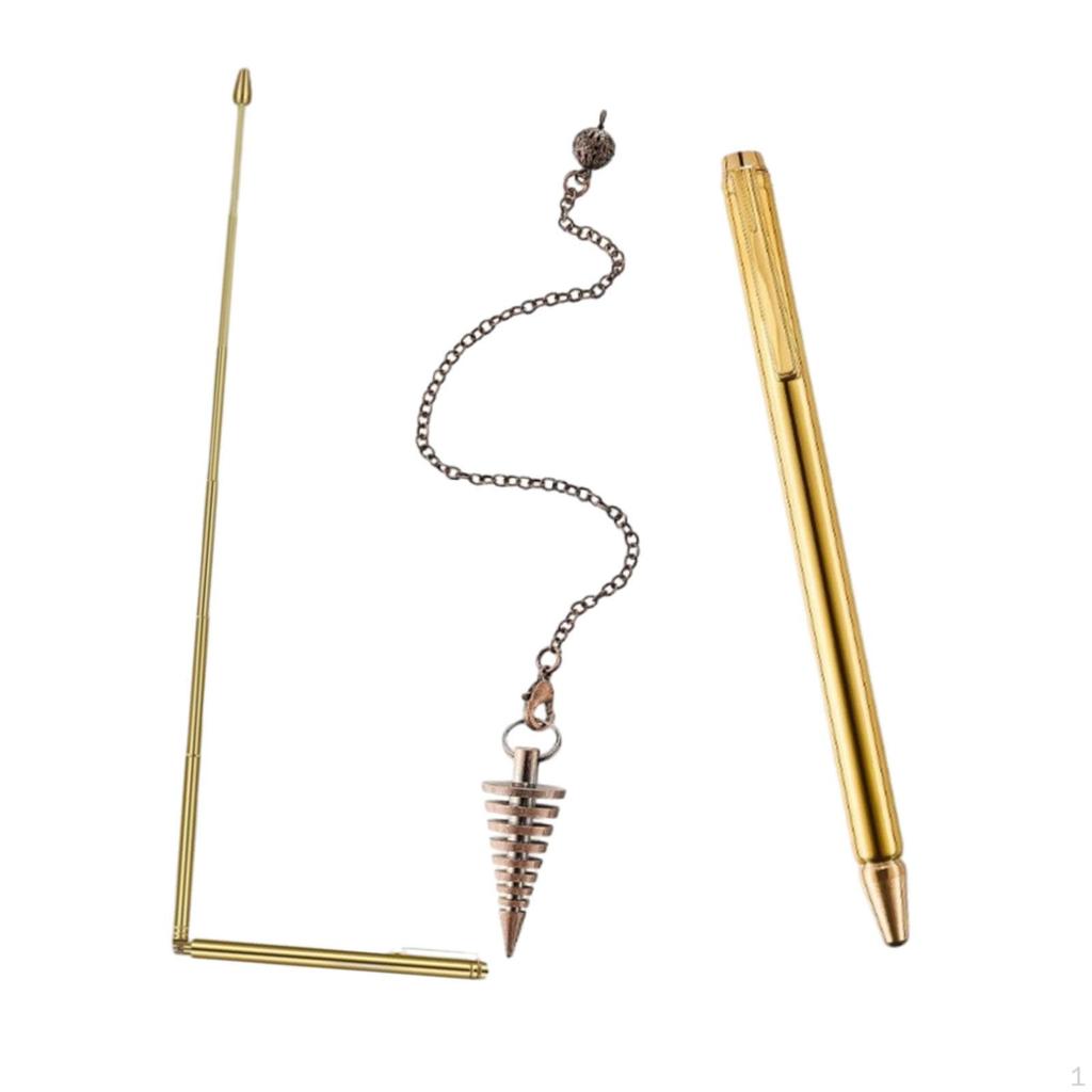 Ensemble de baguettes de sourcier en cuivre rétractable portable pratique pendule paranormal pendentif fortune