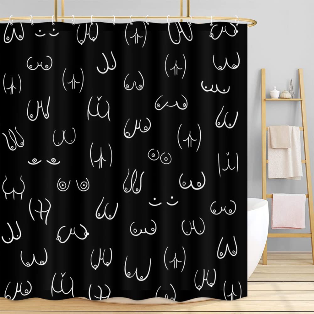 Rideau de douche Sexy Boobs Sein Féminin Féministe Motif Sein Sans Couture Rideaux de Salle de Bain Polyester Écran de Salle de Bain Avec Crochets