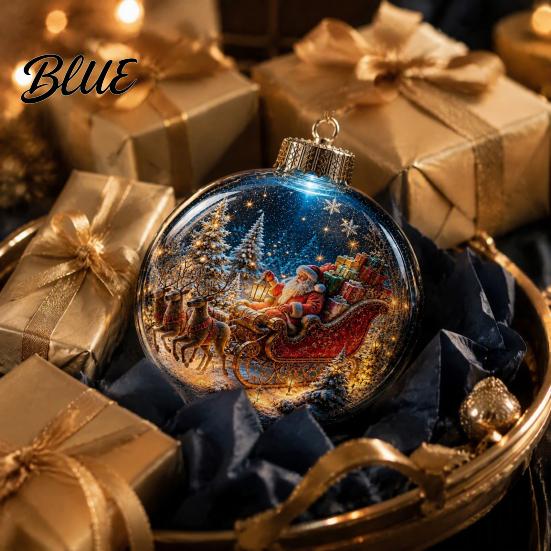 Holiday Ornament Ball Christmas with LED Lights Snow Scene Acrylic Clear Sphere Decor Shatterproof Xmas Tree Hanging Seasonal Party Supplies
