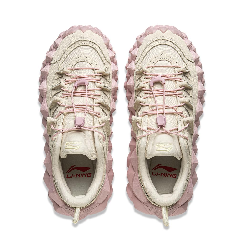 Li Ning Chuan Shan Trend Sports Rebound Shock Absorption Low-Top Casual Shoes Unisex Casual Shoes Gray Pink AZGU181-2