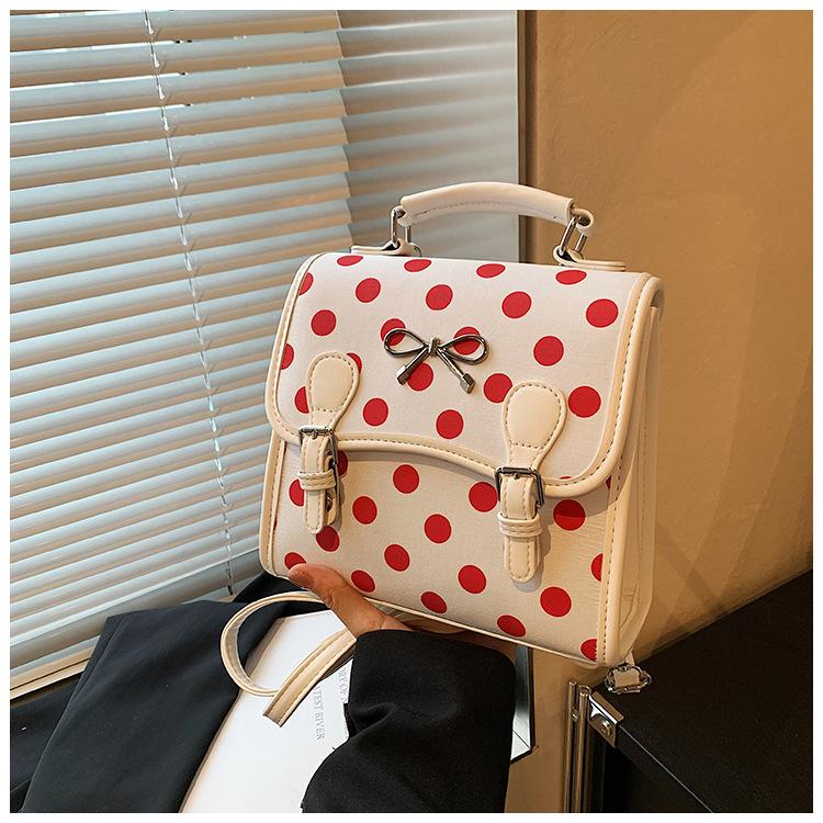 

Дорожній легкий рюкзак із бантом, жіночий, осінь 2024, новий модний коледжський портативний маленький рюкзак у горошок