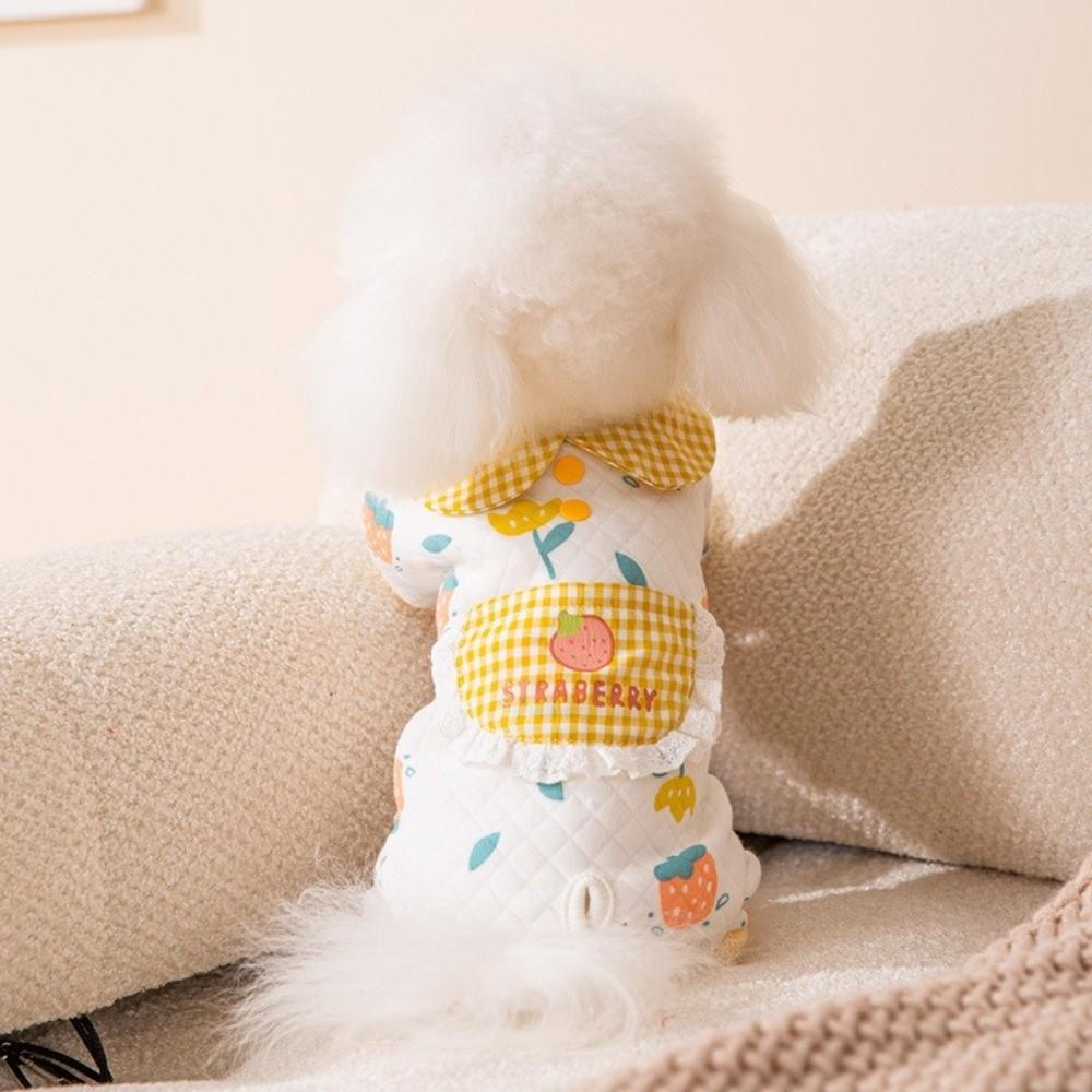 Warm Pet Jumpsuits Dinosaur Printed Four Legged Dog Clothing Cute Dog Pajamas  Indoor