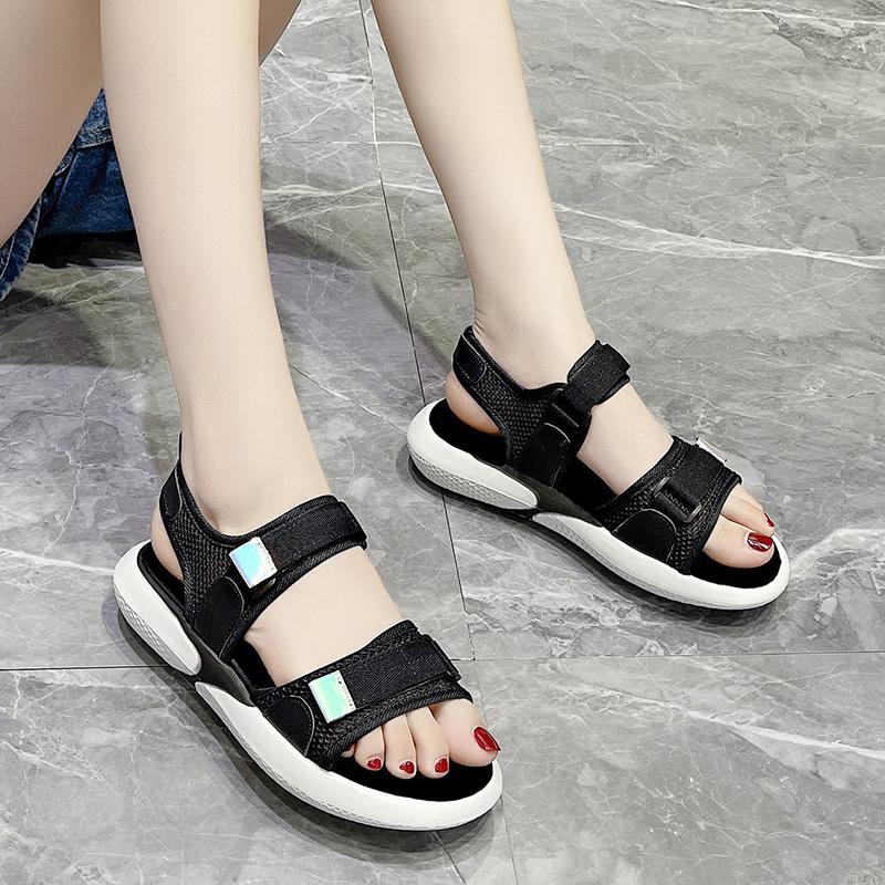 Fashion Women's Fashion Sports Sandals Summer New Round Head Mesh Cloth Breathable Soft Sole Anti-slip Wear-resistant Flat Shoes