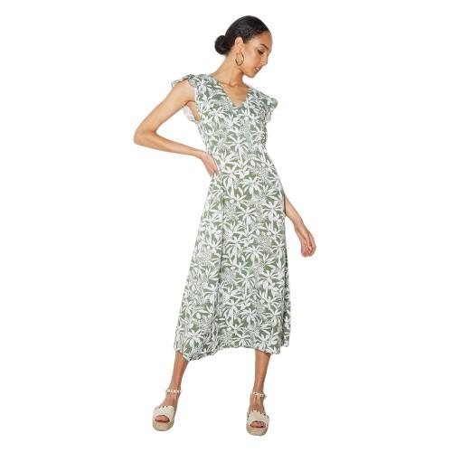 Dorothy Perkins Womens/Ladies Safari Button Detail Petite Ruffle Midi Dress 14 UK vert