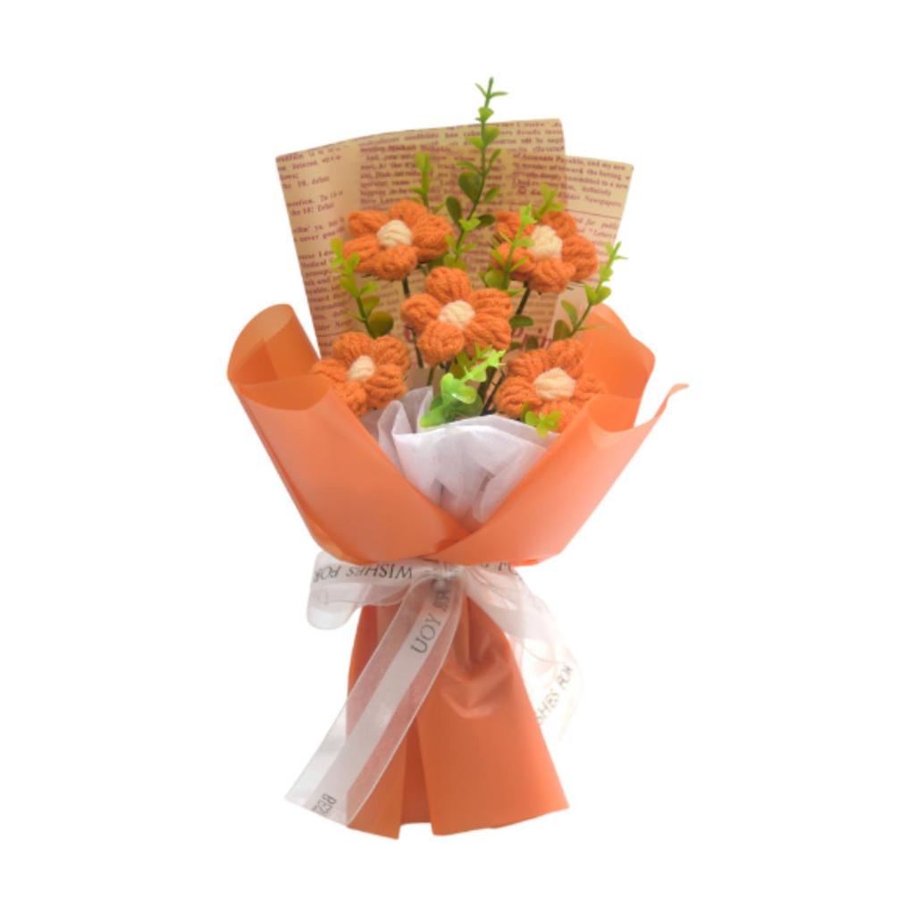 Crochet Flower Bouquet for Home Decor Handmade Knitted Bouquet for Photography Props Anniversary Wedding Ceremony Mother Day