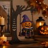 Spooky Halloween Party Supplies Funny Swing Ornament, Witch/Skeleton/Mummy/Pumpkin Ghost Sitting on Indoor Outdoor Decorations Reading Book