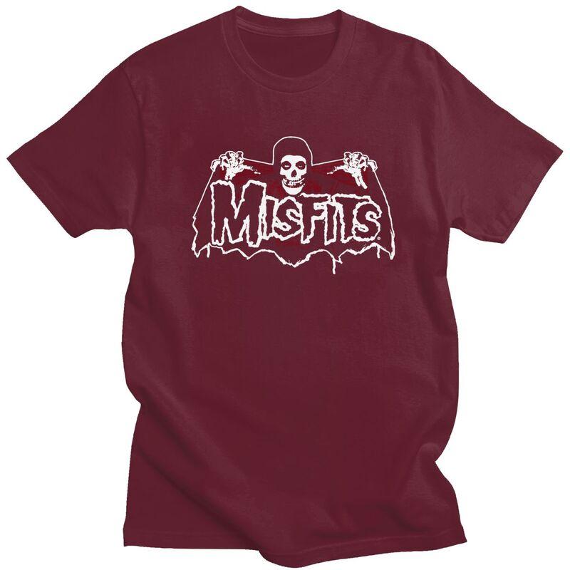 Custom Horror Punk Rock Misfits Skull Tshirts for Men Short Sleeve Casual T Shirt Fashion Tshirt Slim Fit 100 Cotton Tee Gift