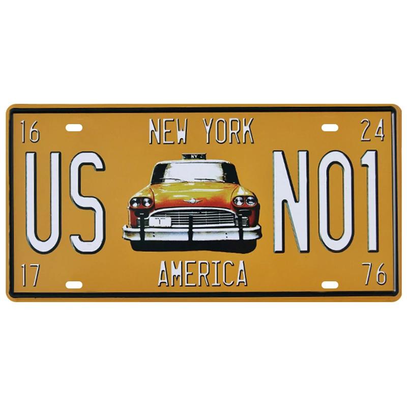 Motor Bus Car Plate License Metal Tin Signs US Route 66 Tinplate Poster Vintage Pin Up Signs Bar Cafe Garage Wall Decor Plaques