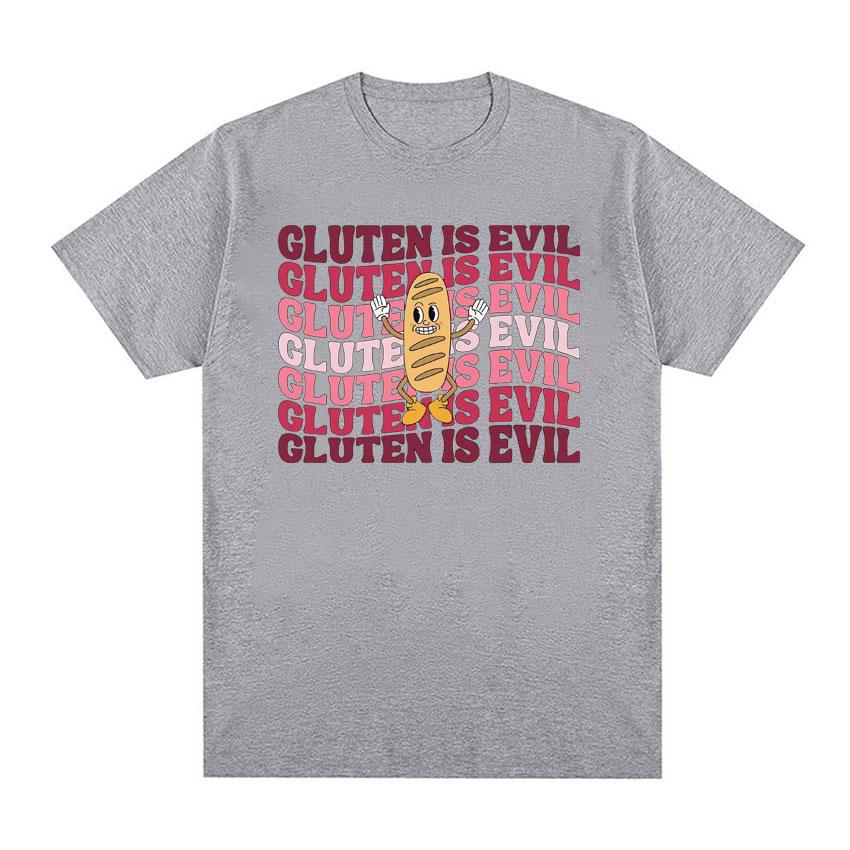 Gluten Is Evil Funny Meme T Shirt Retro Gluten Intolerant Women Tshirts Unisexs Fashion Gothic 100 Cotton Oversized Tshirt Tops