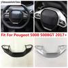 Steering Wheel Button Frame Decoration Cover Trim For Peugeot 5008 5008GT 2017 -  Matte / Carbon Fiber Interior Accessories