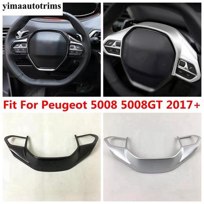 Steering Wheel Button Frame Decoration Cover Trim For Peugeot 5008 5008GT 2017 -  Matte / Carbon Fiber Interior Accessories