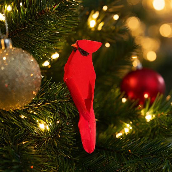 Realistic Red Bird, Simulated Feathered Foam Craft, Lifelike Artificial Bird Decor for Christmas Tree, Home Garden Ornament