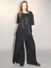 Jinhosyou Wrap-Over Wide Tuck Pants Black With Strap Detail