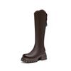 Long boots women's new autumn thick-soled small man v-mouth brown, but knee-high thick-leg knight boots