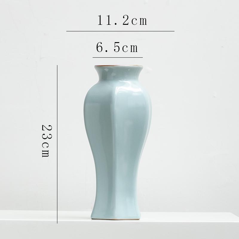 Chinese Zen Ru Kiln Ceramic Vase for Home Decor: Ideal for Living Room or Entryway Flower Arrangements and Green Plants