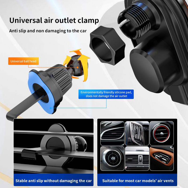 Magic clip A6 three-axis linkage double induction automatic opening and closing luminous wireless charging mobile phone car bracket