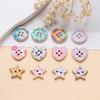 10Pcs Round Heart Pentagram Decorative Wood Buckle Handmade DIY Doll Costume Button