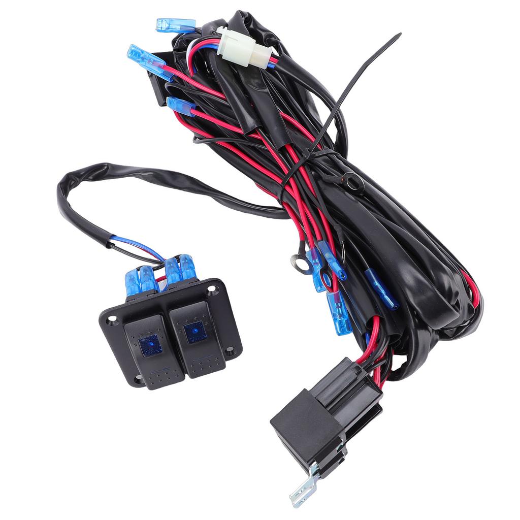 LED Light Bar Wiring Harness Kit 16AWG On Off 2 Gang Rocker Switch Panel Power Relay Fusing Terminal Block for ATV Car
