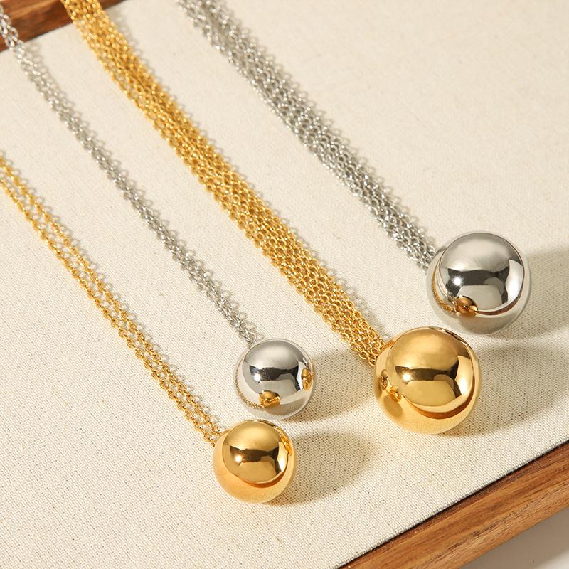 Trendy Ball Pendant Necklace 18K Gold Color Stainless Steel Beach Fashion Waterproof Jewelry 2024 Bijoux