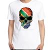 South African Flag Skull Graphic Tshirt Cotton Short Sleeve Fashion White Unisexs Shirt New Style