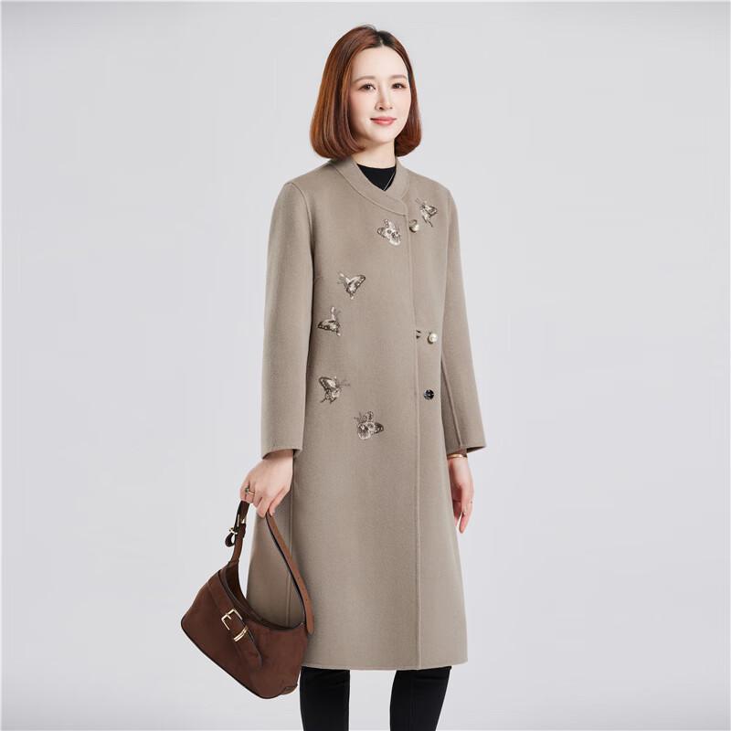 Fengmao Women s 100% Wool New Chinese Style Embroidered Double-faced Coat FMZZM2886 XL