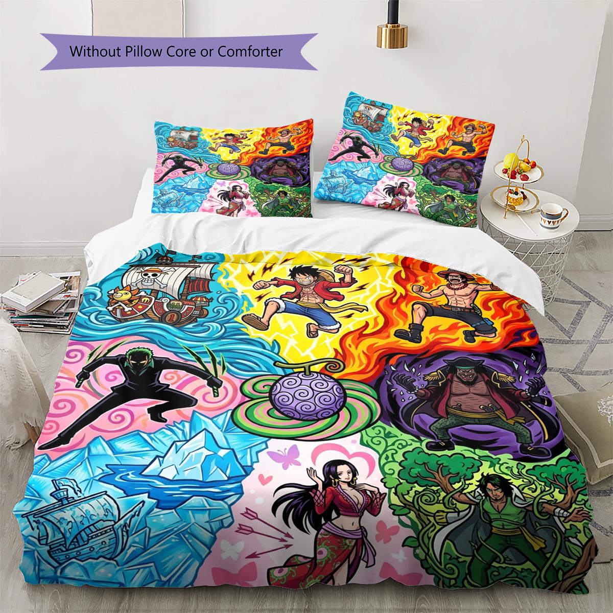 

One Piece Luffy Pattern Bedding Quilt Set Quilt Cover Pillowcase Home Decoration Birthday Gift (1 * duvet cover + 2 * pillowcase, without core) 135x200cm
