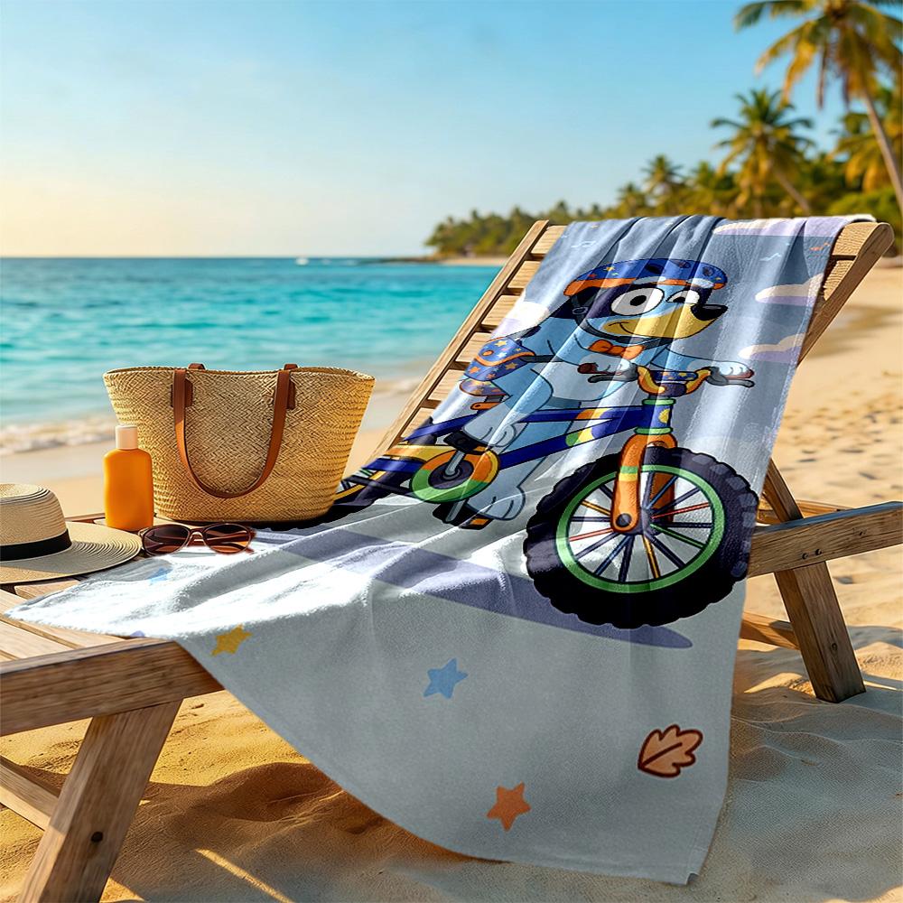 Bluey Beach Towel Super Soft & Absorbent Comfortable Lightweight Suitable for Sports, Travel, Swimming, Yoga, Bathroom, Beach, And Pool